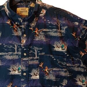 Outdoor Life Field Tested Brushed Shirt Mens XL Blue/Purple Duck Theme‎ Casual